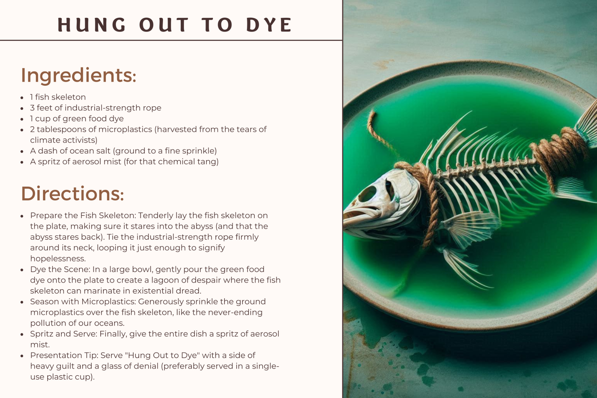 Hung Out to Dye recipe execution